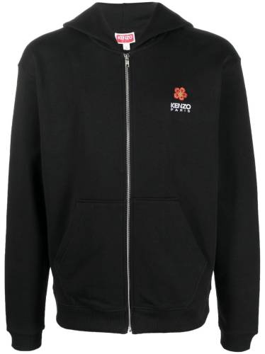 logo-embroidered zip-up hoodie